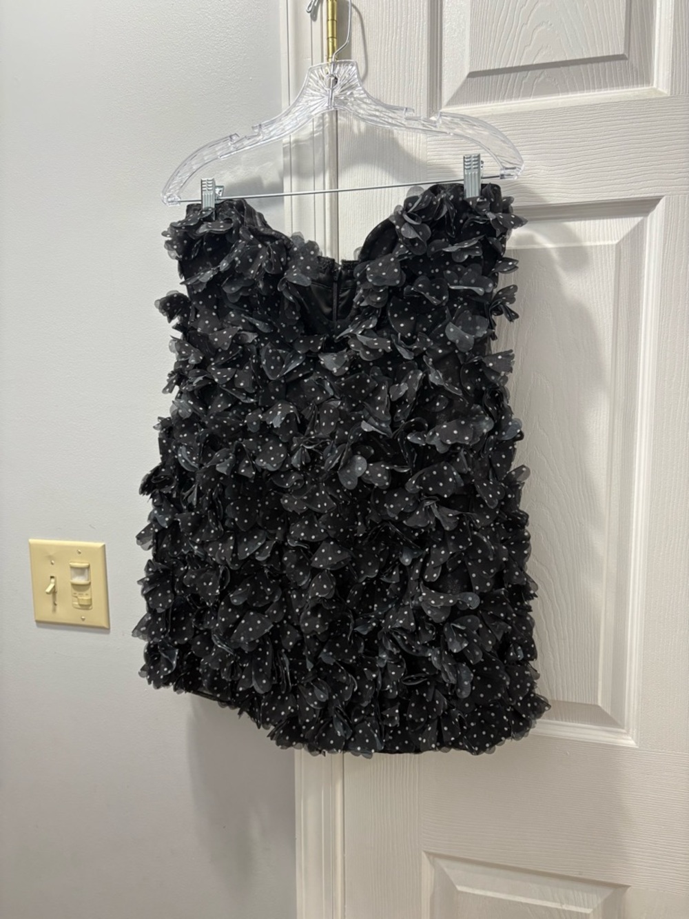 NWT Anthropologie 3D Floral Polka Dot Mini Dress size 8 Black #8E473 - Picture 2 of 6